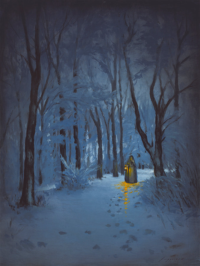 The Lampost in the Winter Wood Merged